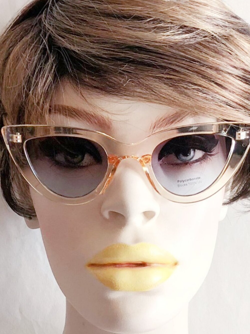 Champagne Beige Transparent Acetate Cat Eye Fashion Sunglasses